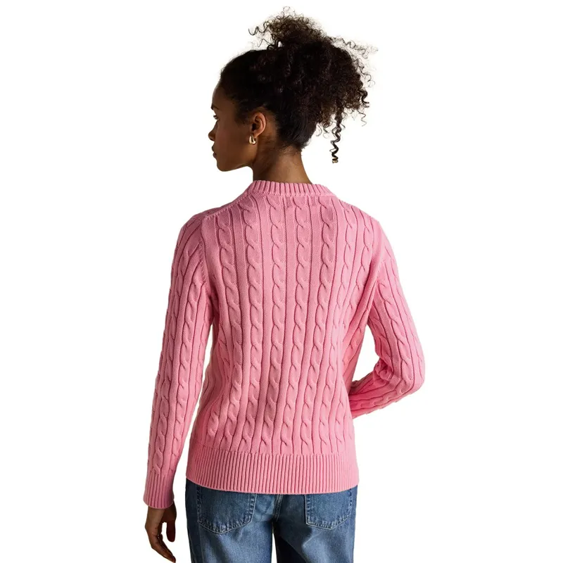 Joules Classic Cable Cotton Womens Crew Neck Sweater - Pink-3