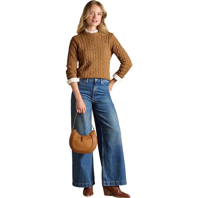 Joules Classic Cable Cotton Women's Crew Neck Sweater - Camel-4