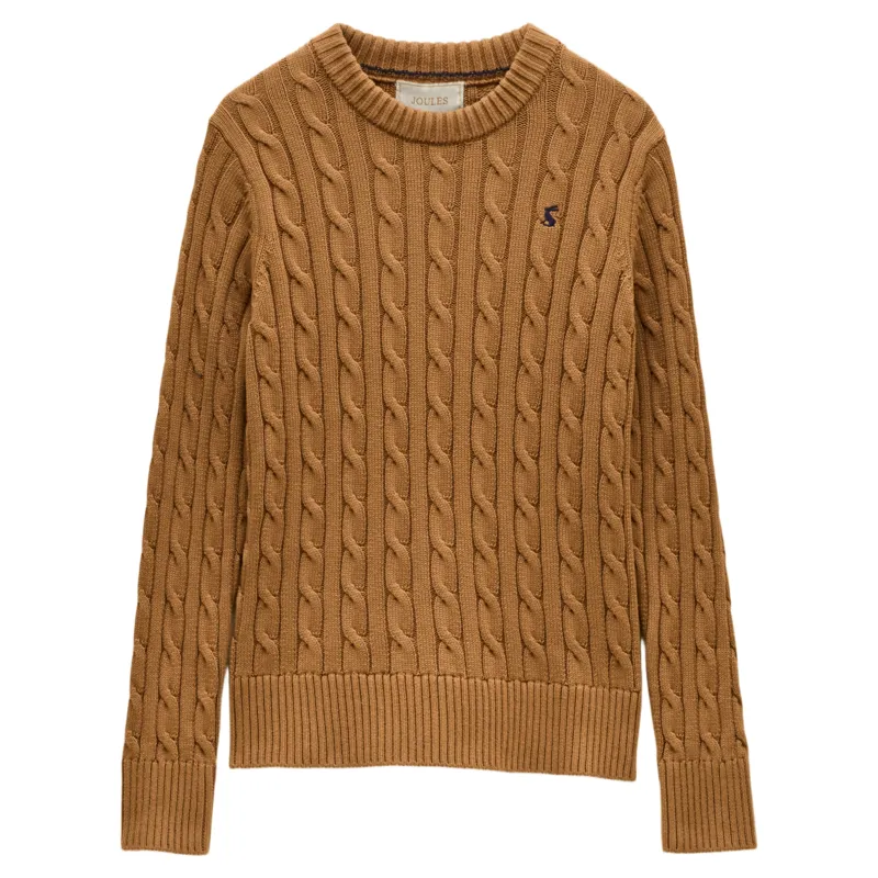 Joules Classic Cable Cotton Women's Crew Neck Sweater - Camel-2