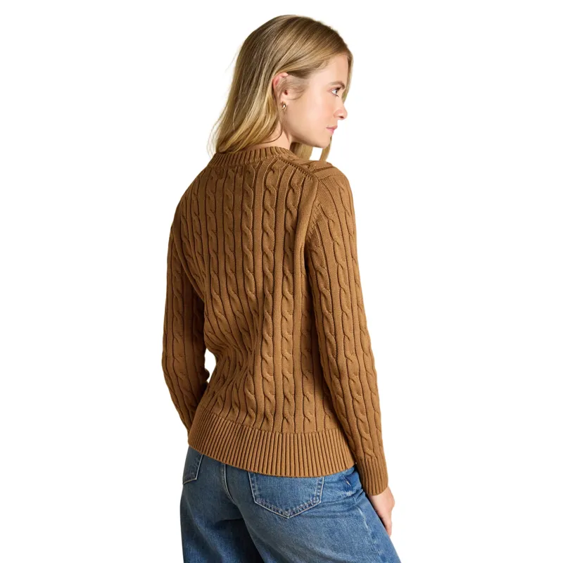 Joules Classic Cable Cotton Women's Crew Neck Sweater - Camel-1