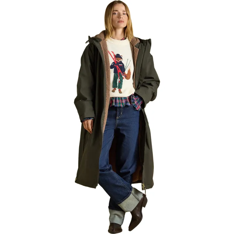 Joules Coverall Oversized Women's Waterproof Coat - Green/Green-2