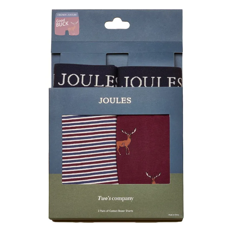 Joules Crown Joules Mens Boxers 2 Pack - Burgundy/Red-1