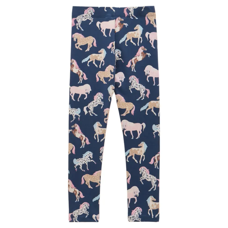 Joules DeeDee Junior Girls Jersey Leggings - Navy/Horse Print-1