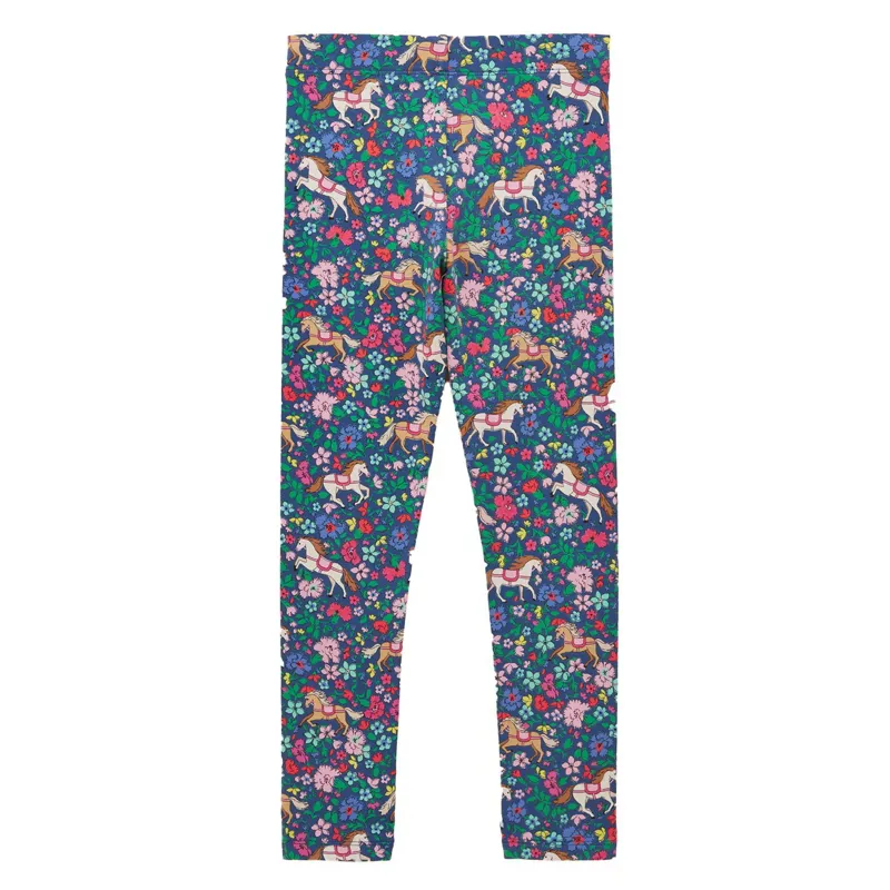 Joules DeeDee Junior Girls Jersey Leggings - Navy/Ditsy Horse