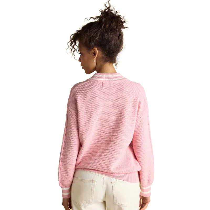 Joules Dibly Womens Cotton Cable Knit Cricket Sweater - Pink-1