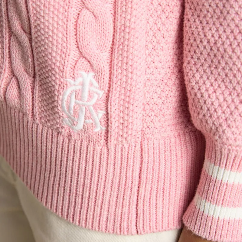 Joules Dibly Womens Cotton Cable Knit Cricket Sweater - Pink-6