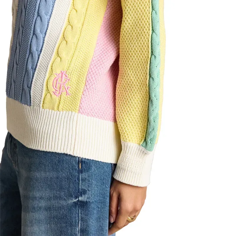 Joules Dibly Women's Cotton Cable Knit Cricket Sweater - Multi Stripe-6