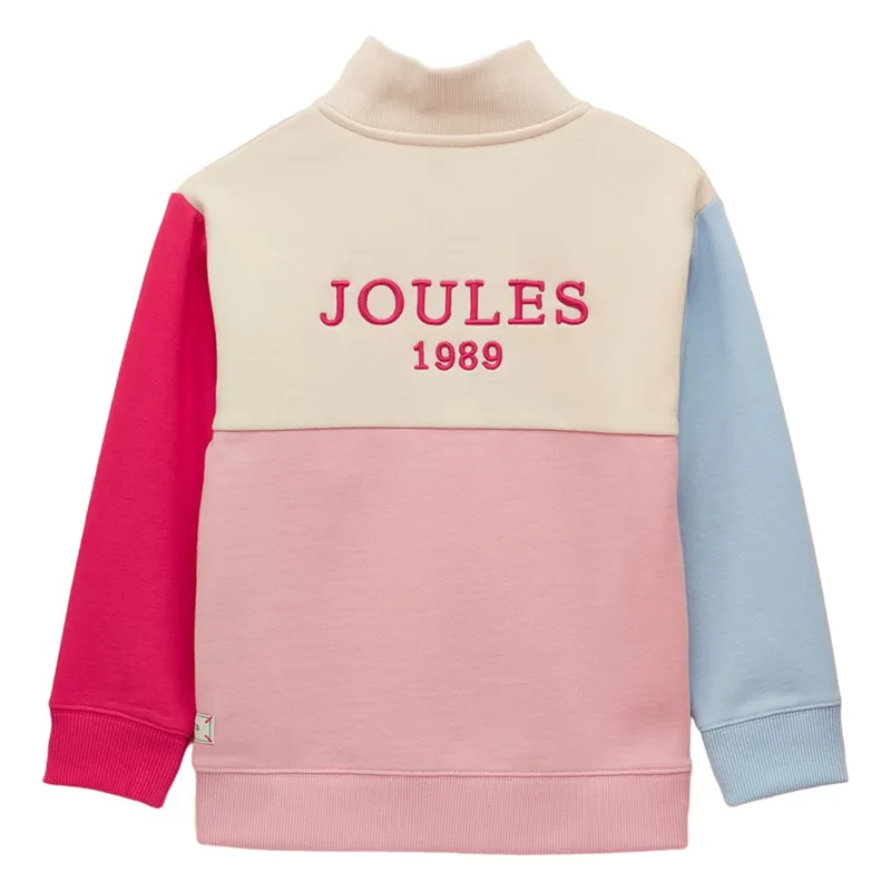 Joules Elliot Junior Girls 1/4 Zip Sweatshirt - Pink Colorblock-1