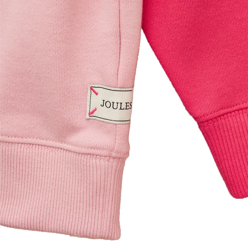 Joules Elliot Junior Girls 1/4 Zip Sweatshirt - Pink Colorblock-2