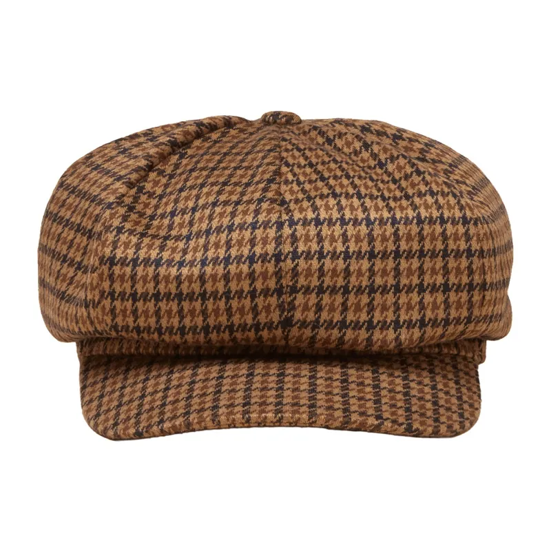 Joules Elvaston Women's Baker Boy Hat - Natural Houndstooth-1