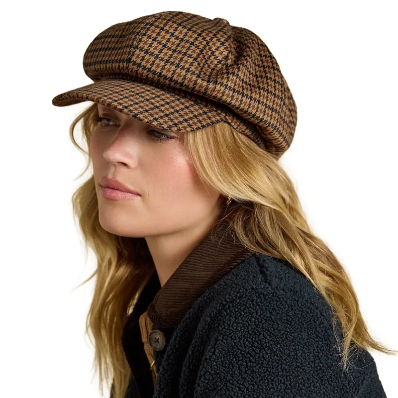 Joules Elvaston Women's Baker Boy Hat - Natural Houndstooth
