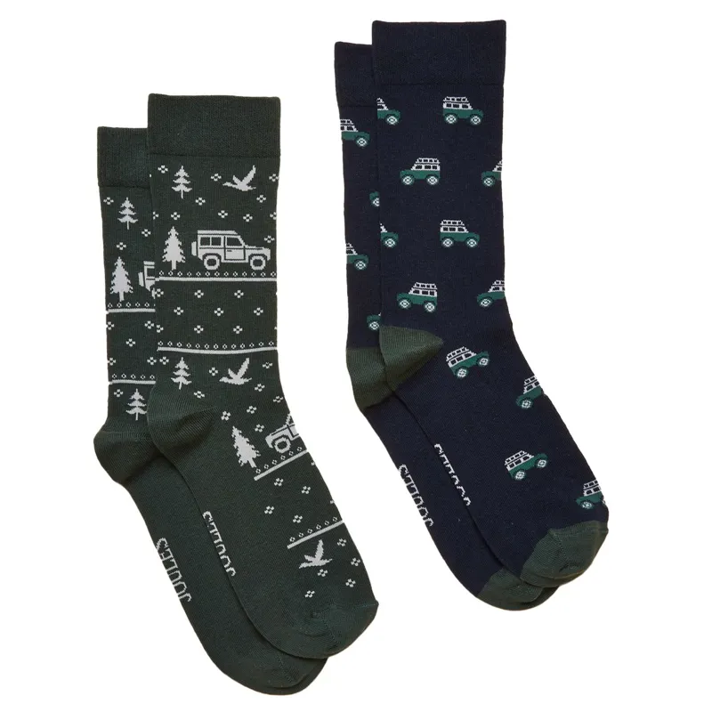 Joules Kinsbury Men's Socks 2 Pack - Green/Navy/4X4