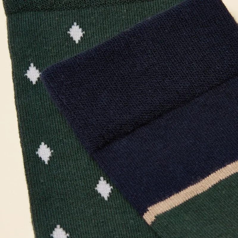 Joules Kinsbury Men's Socks 2 Pack - Multi Stripe Green-2