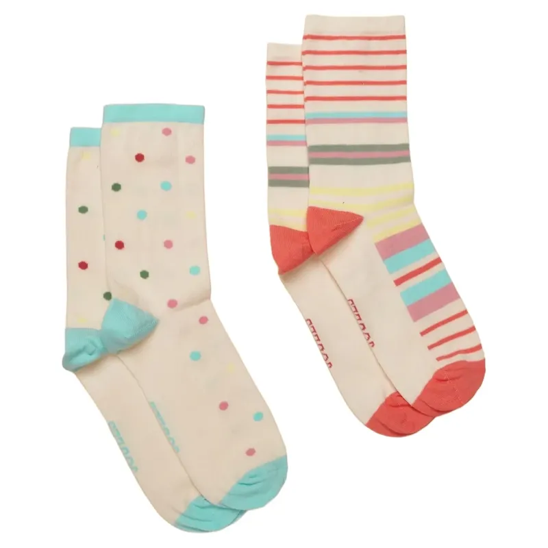 Joules Everyday Women's Socks 2-Pack - Multi/Ecru