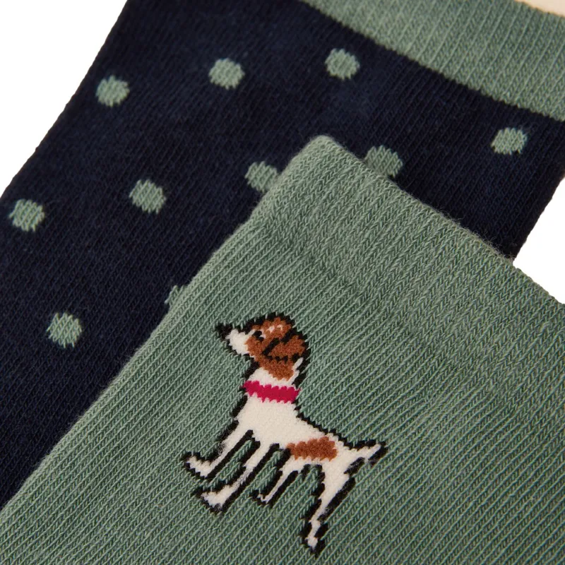 Joules Everyday Women's Socks 2 Pack - Green/Blue-1