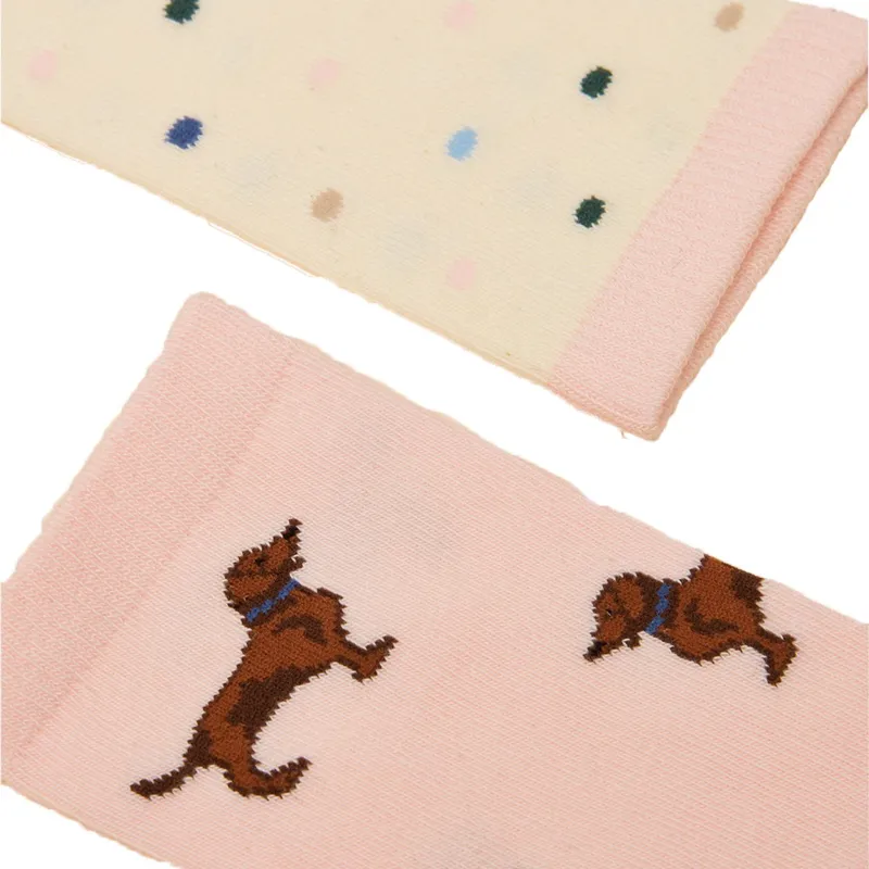 Joules Everyday Womens Socks 2 Pack - Pink/Blue-2