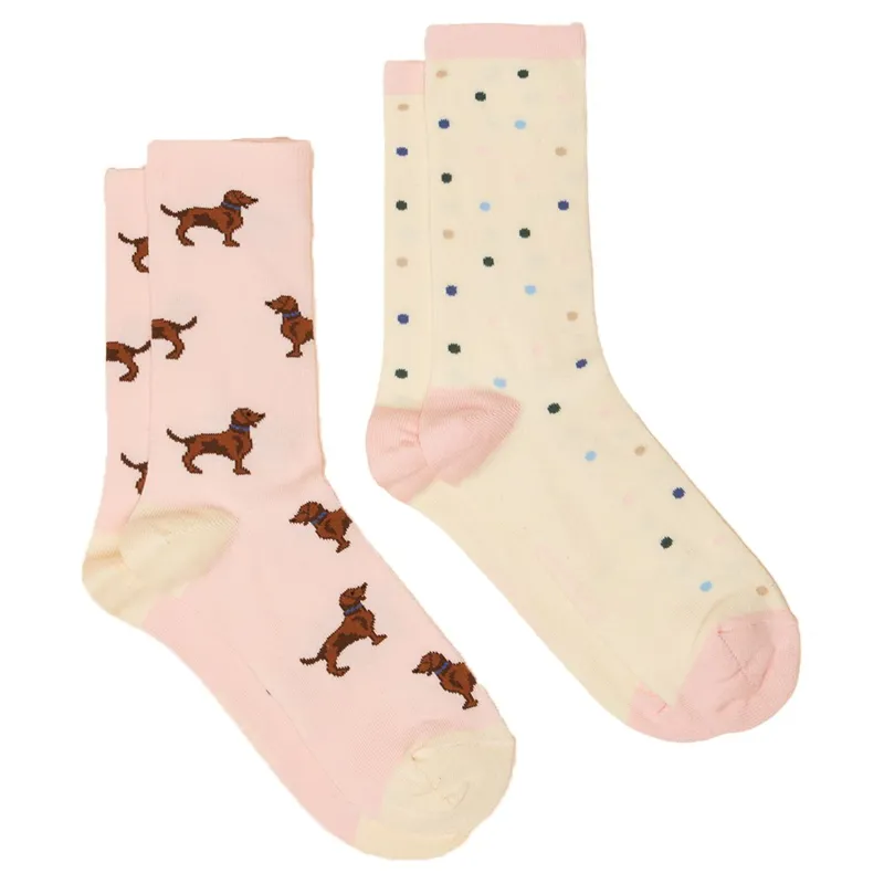 Joules Everyday Womens Socks 2 Pack - Pink/Blue