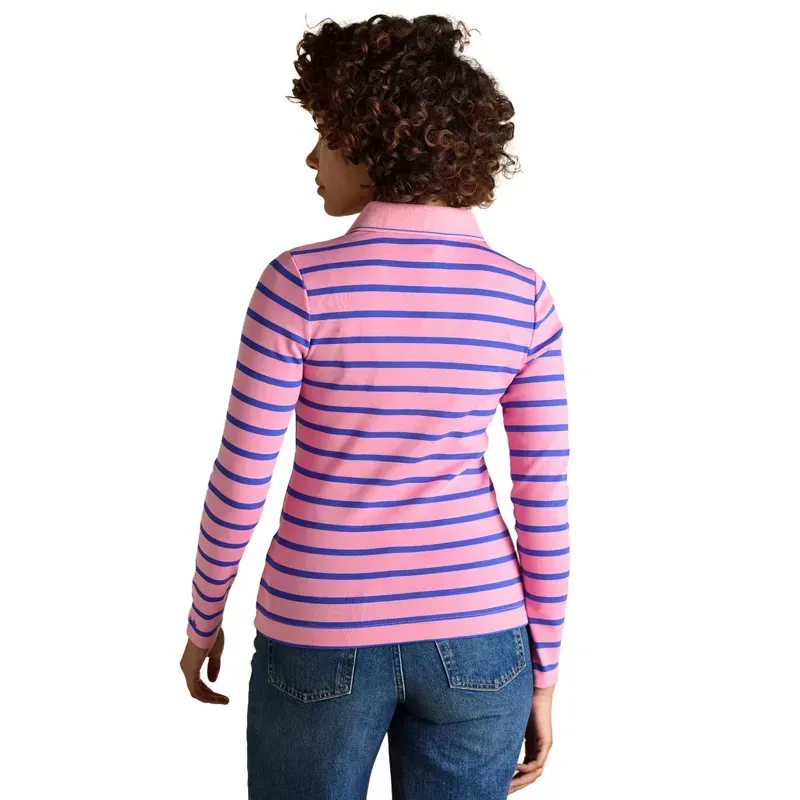 Joules Fairfield Women's Long Sleeve Polo Shirt - Pink/Blue Stripes-4