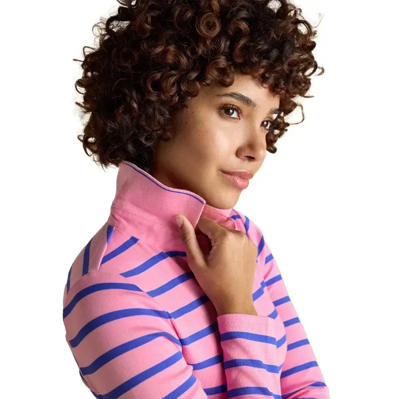 Joules Fairfield Women's Long Sleeve Polo Shirt - Pink/Blue Stripes-6