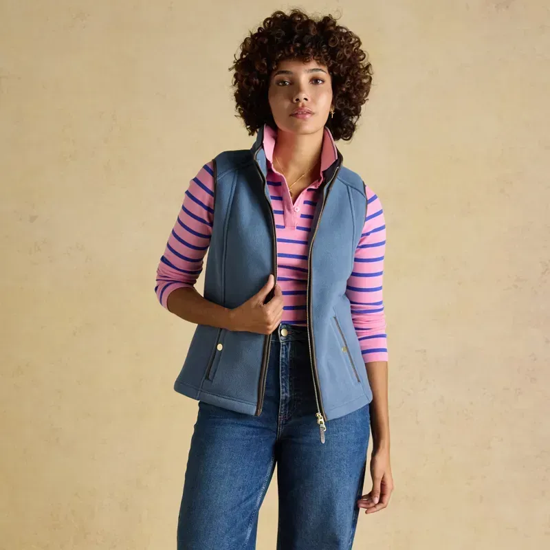 Joules Fairfield Women's Long Sleeve Polo Shirt - Pink/Blue Stripes-7