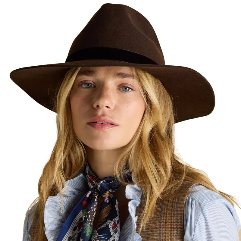 Joules Grove Womens Wool Fedora Hat - Chocolate Brown
