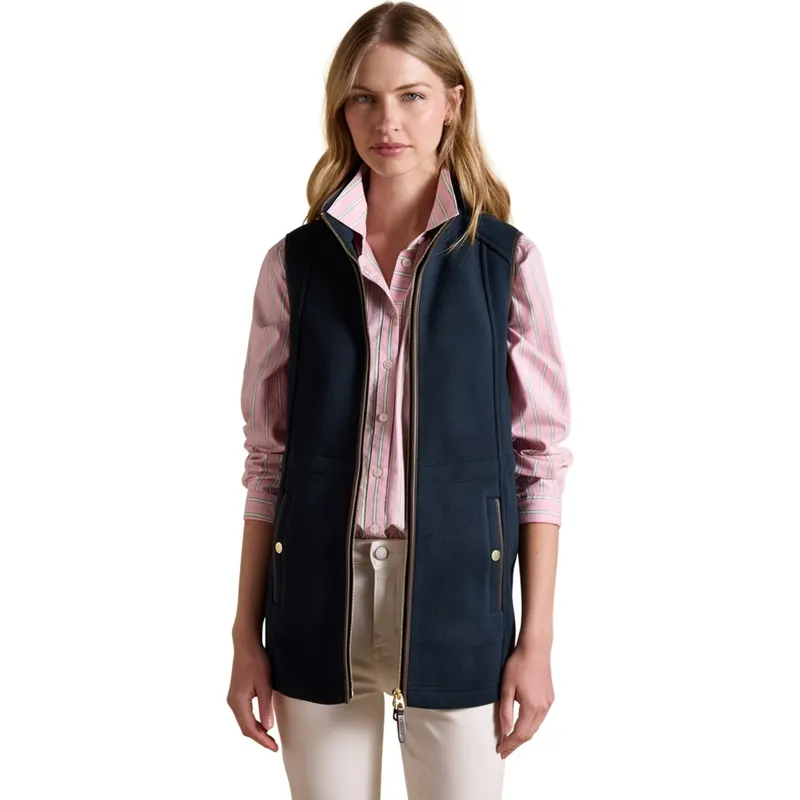 Joules Heritage Womens Longline Fleece Vest - Navy-2