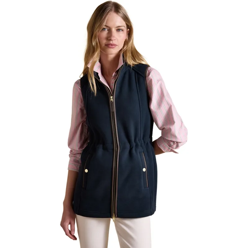 Joules Heritage Womens Longline Fleece Vest - Navy