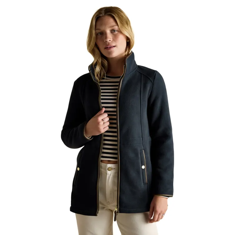 Joules Heritage Women's Longline Zip Up Polar Fleece Jacket - Navy-3