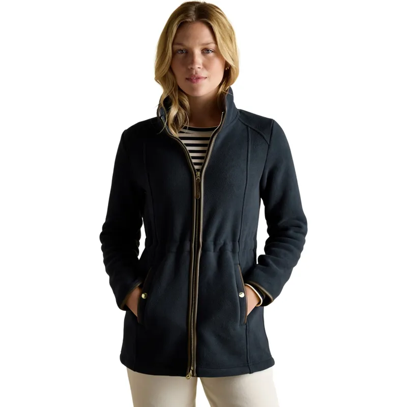 Joules Heritage Women's Longline Zip Up Polar Fleece Jacket - Navy