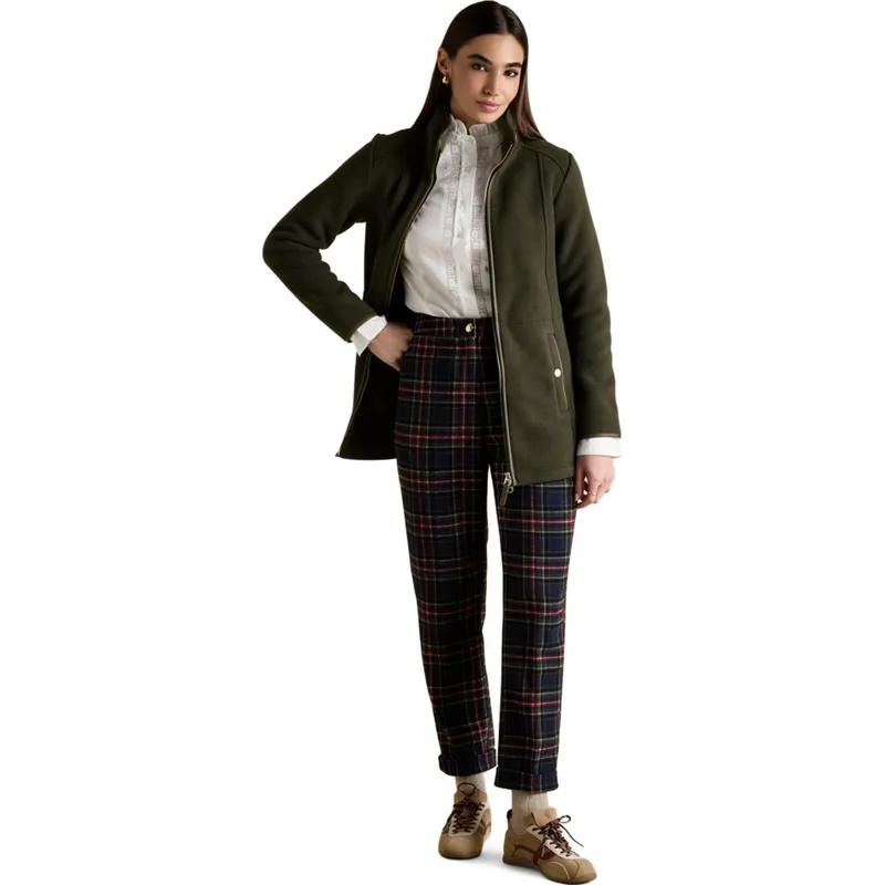 Joules Heritage Womens Longline Zip Up Polar Fleece Jacket - Green-5