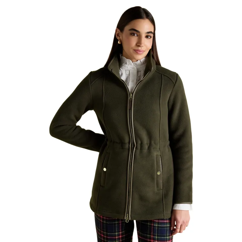 Joules Heritage Womens Longline Zip Up Polar Fleece Jacket - Green-2