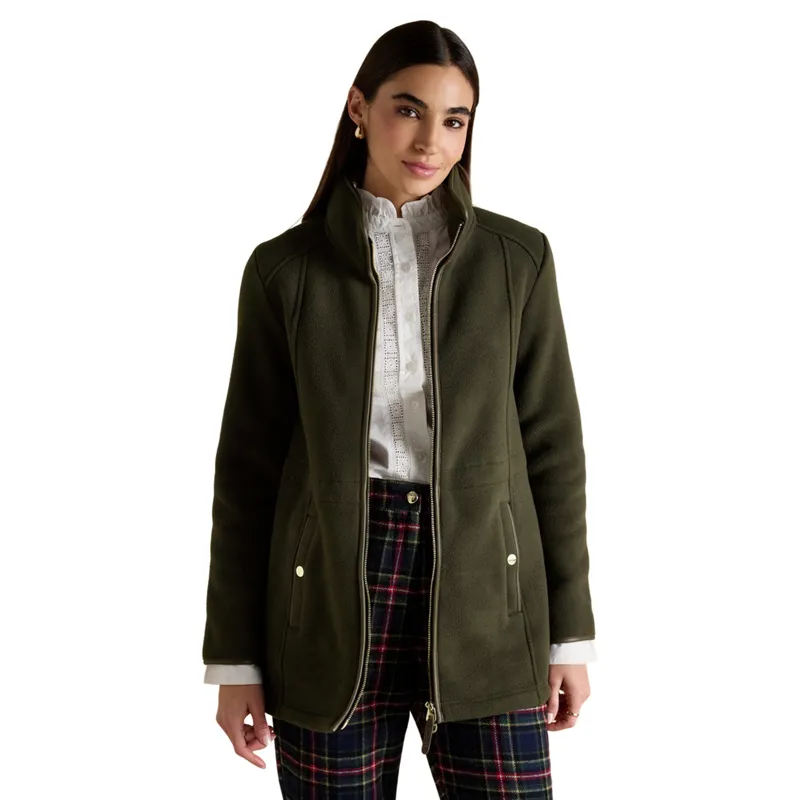 Joules Heritage Womens Longline Zip Up Polar Fleece Jacket - Green-4