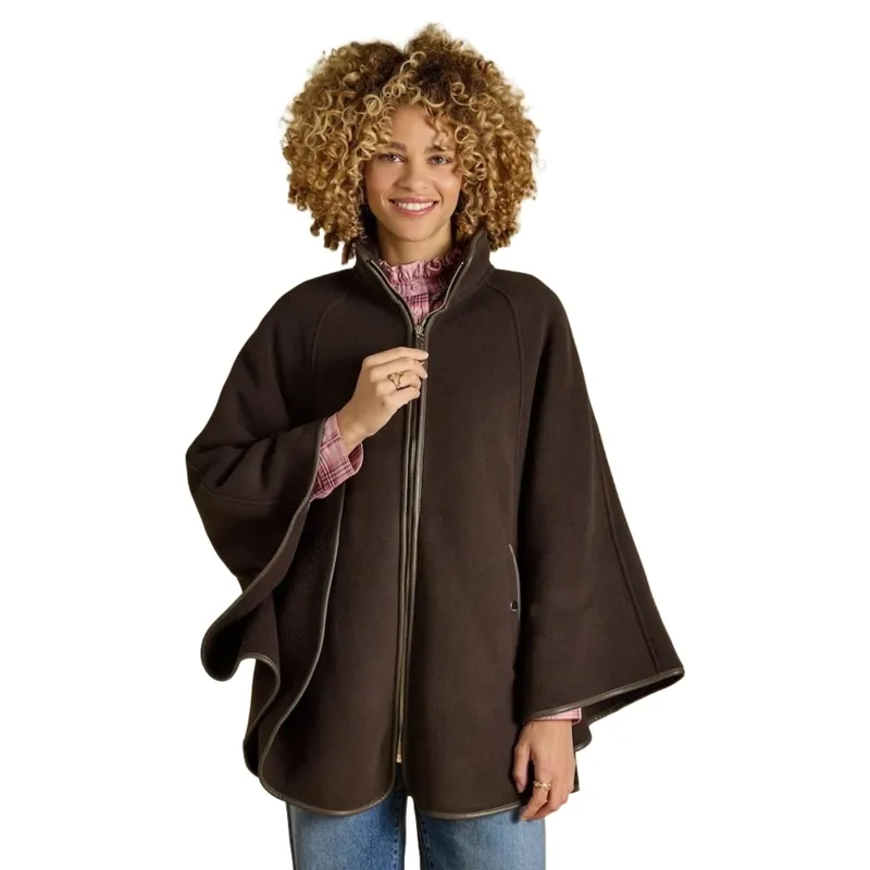 Joules Heritage Polar Fleece Womens Longline Cape - Chocolate Brown