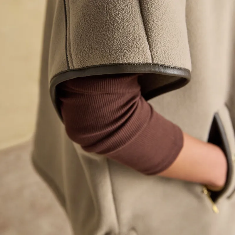 Joules Heritage Fleece Women's Short Cape - Mink Brown-7