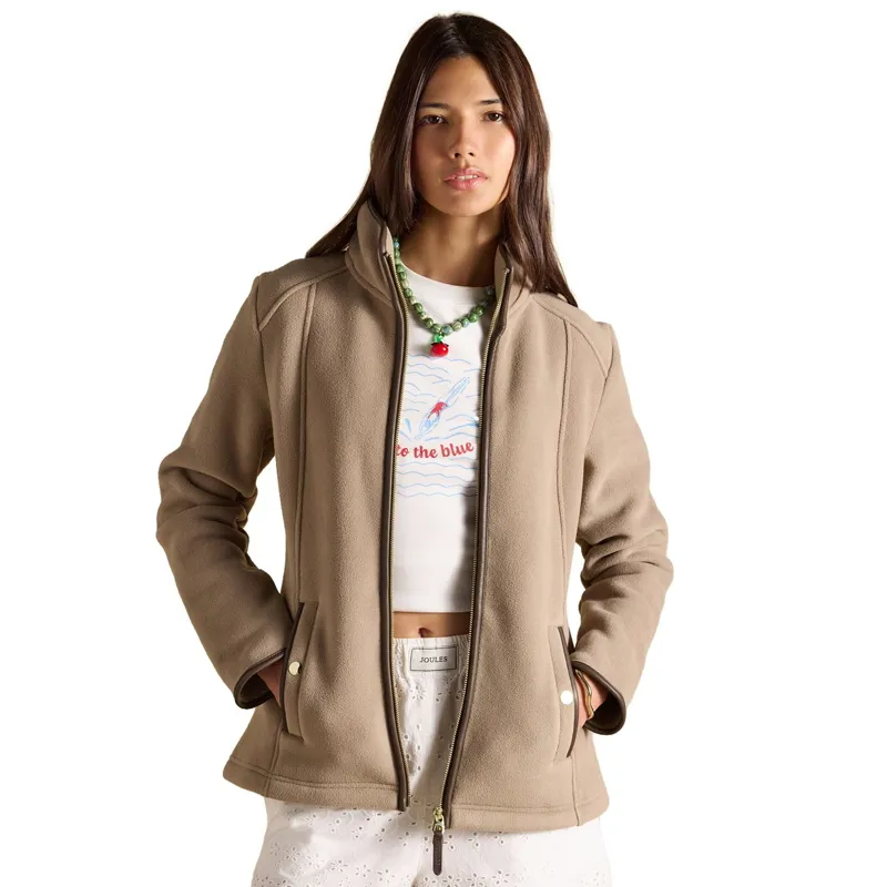 Joules Heritage Women's Full Zip Long Sleeve Fleece - Mink Brown-1