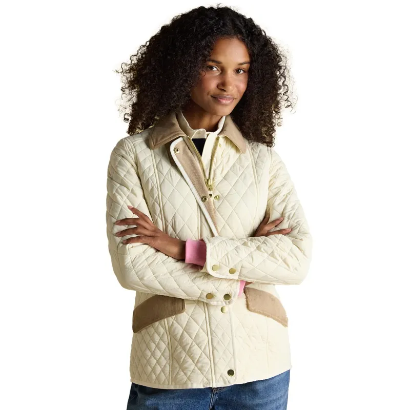 Joules Highclere Women's Diamond Quilted Jacket - Natural