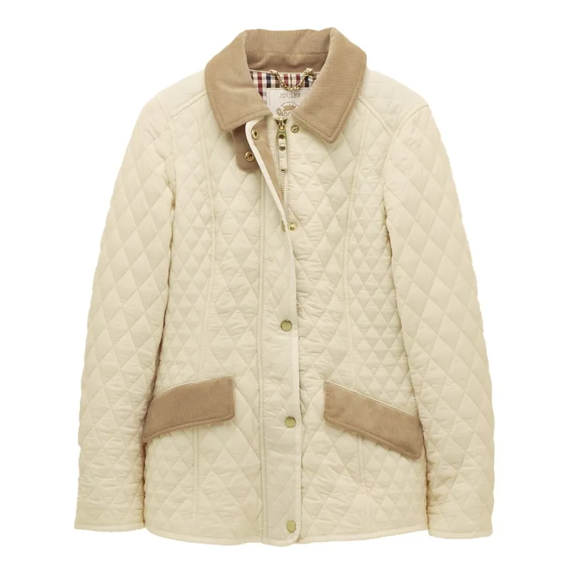 Joules Highclere Women's Diamond Quilted Jacket - Natural-1