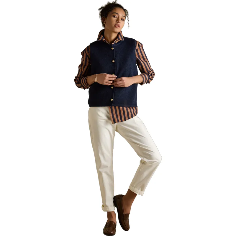 Joules Holly Womens Button Through Knit Vest - Navy-6