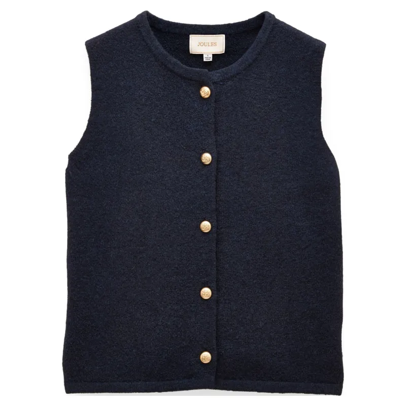 Joules Holly Womens Button Through Knit Vest - Navy-2