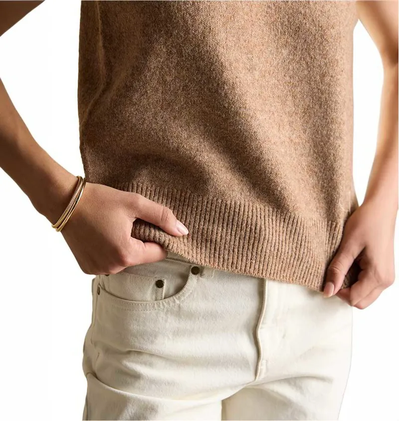 Joules Holly Womens Knit Vest - Tan-4