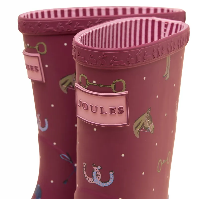 Joules Printed Junior Rain Boots - Berry Pink Horse-4