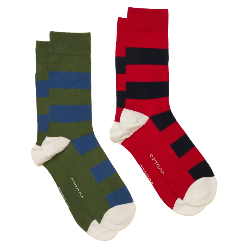 Joules Kingsbury Men's Socks 2 Pack - Khaki/Red