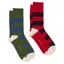 Joules Kingsbury Men's Socks 2 Pack - Khaki/Red
