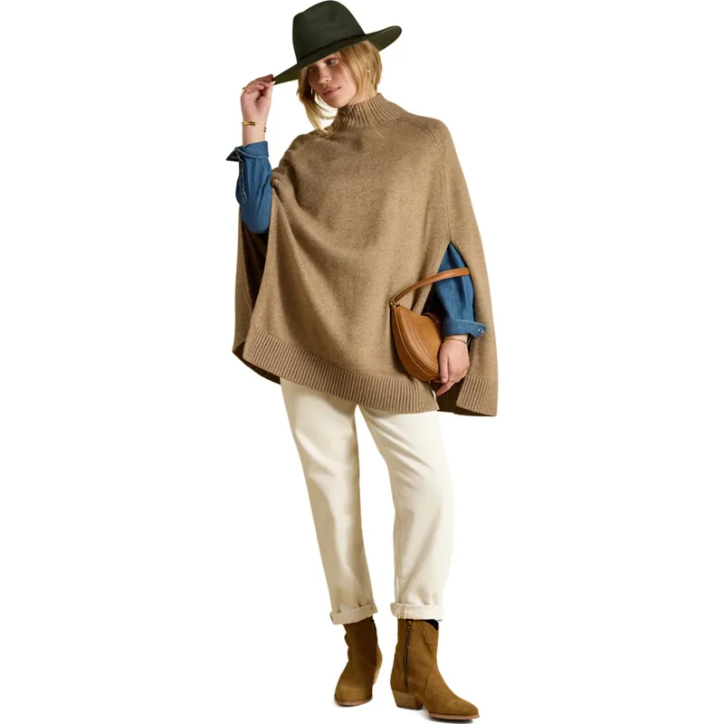 Joules Women's Knitted Cape - Tan/Horse Intarsia-5