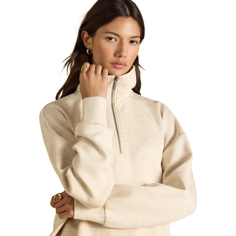 Joules Luxe Club Women's Quarter Zip Sweatshirt - Oatmeal-3