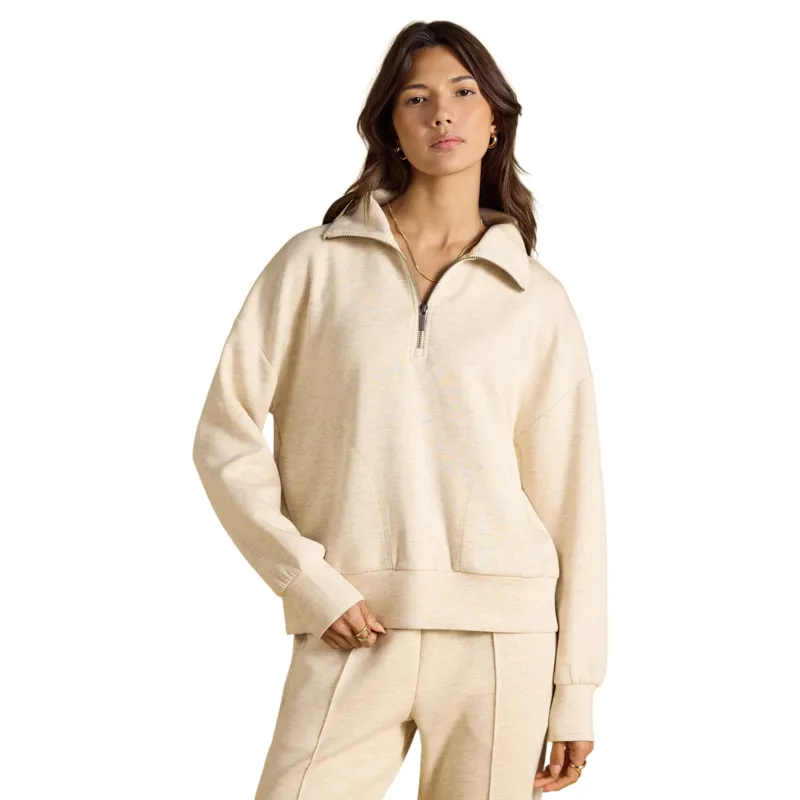 Joules Luxe Club Women's Quarter Zip Sweatshirt - Oatmeal