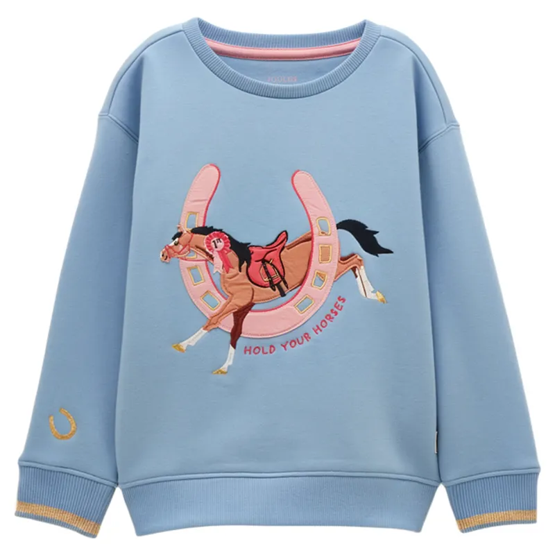 Joules Mackenzie Girls Sweatshirt - Blue/Horse
