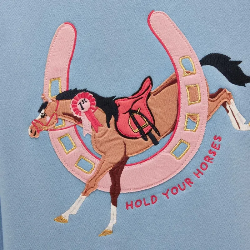 Joules Mackenzie Girls Sweatshirt - Blue/Horse-2