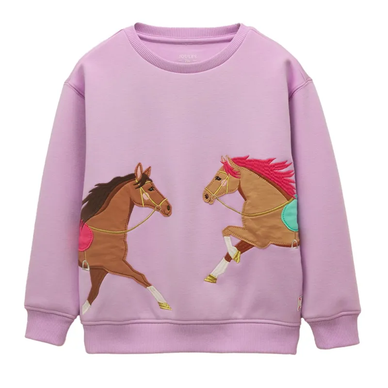 Joules Mackenzie Junior Girls Sweatshirt - Lilac Horse