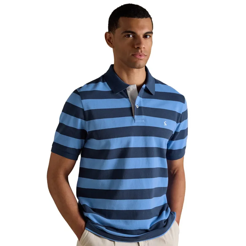 Joules Woody Stripe Men's Cotton Pique Polo Shirt - Blue/Navy
